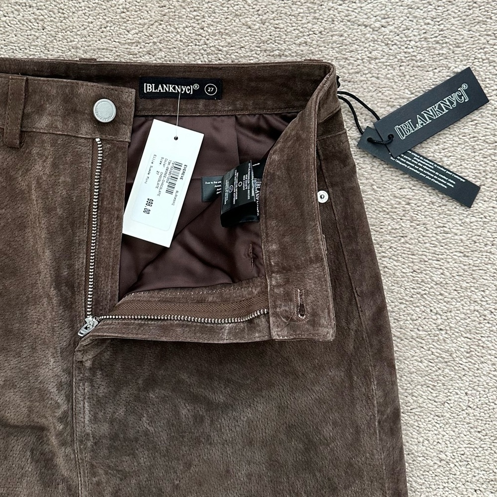 Trending Chocolate Brown Genuine Suede Leather Fall Mini Skirt - Picture 10 of 15